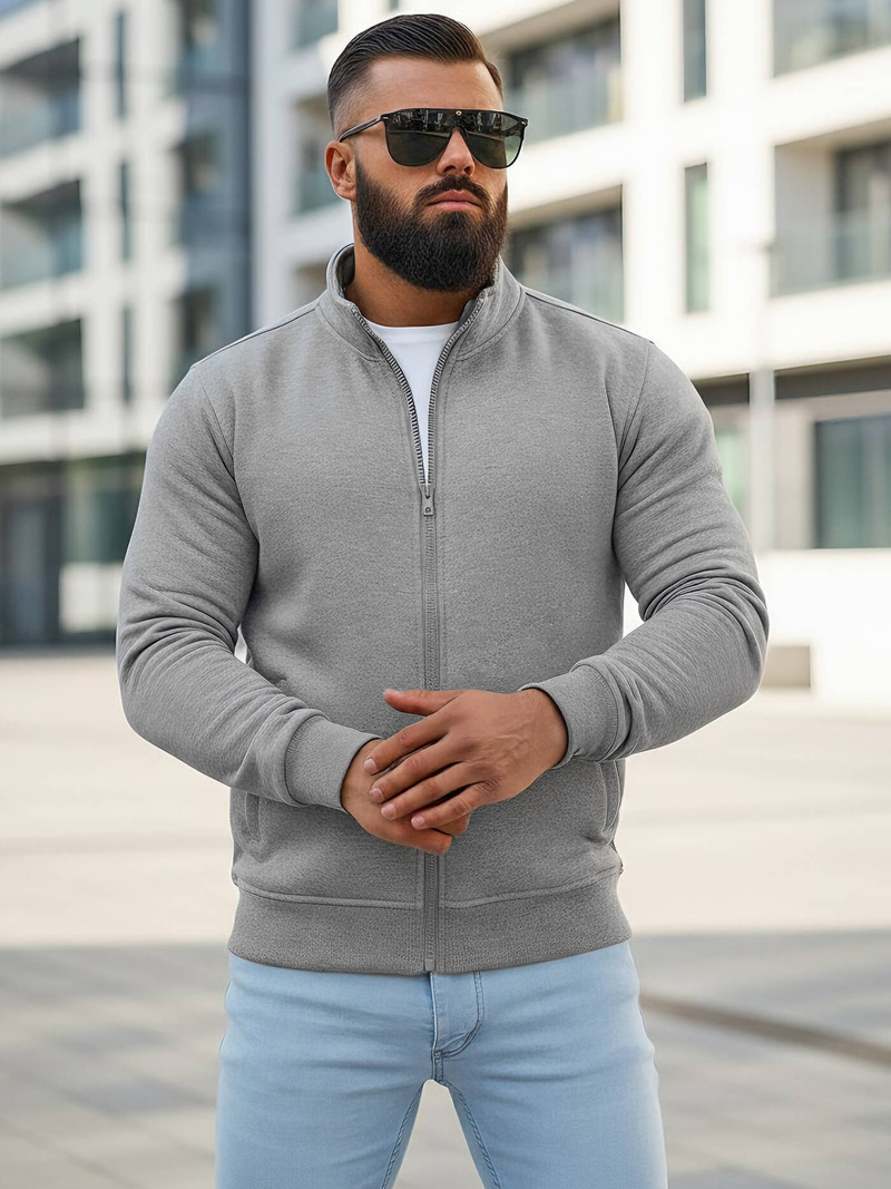 Muška dukserica s patentom siva OZONEE JS/2002Z