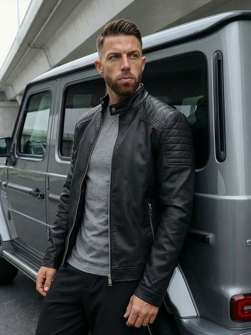 Muška kožna jakna crna OZONEE JS/11Z8139