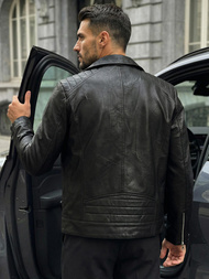 Muška kožna jakna crna OZONEE JS/11Z8067Z