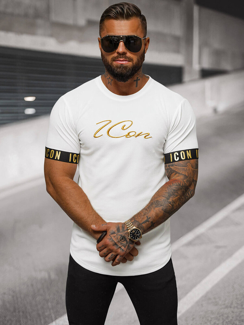 Muška majica bijela i zlatna OZONEE O/T7578