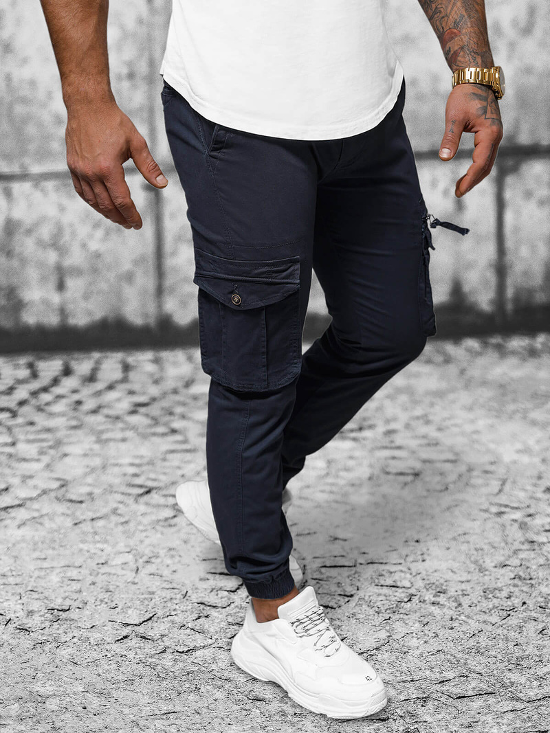 Muške chino jogger hlače modre OZONEE NB/MP0201BS