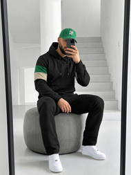 Muška dukserica s kapuljačom crna OZONEE JS/3B578