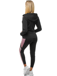 Dvodijelni set trenerke crno-svijetlo ružičasta OZONEE JS/YW06005/1/16
