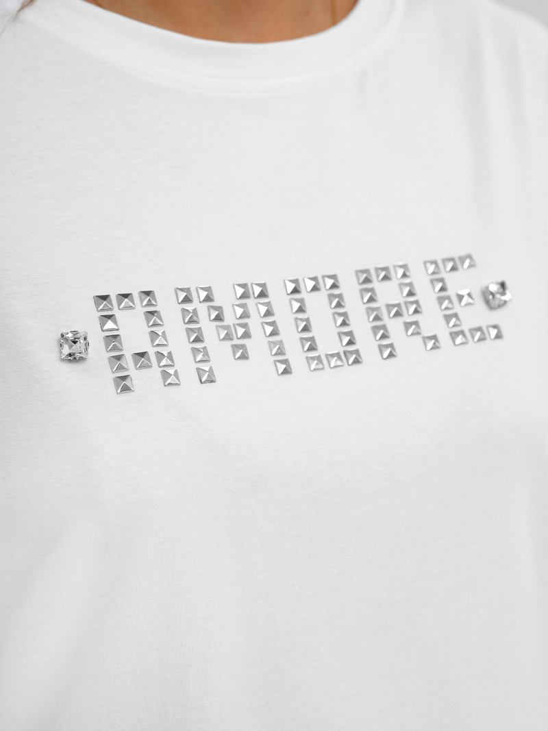 Ženska majica bijelo-srebrna OZONEE JS/YJ77716