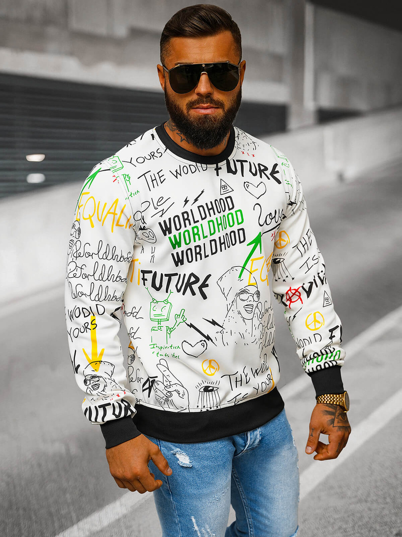 Muška Dukserica Bijela OZONEE JS/8B1228/1