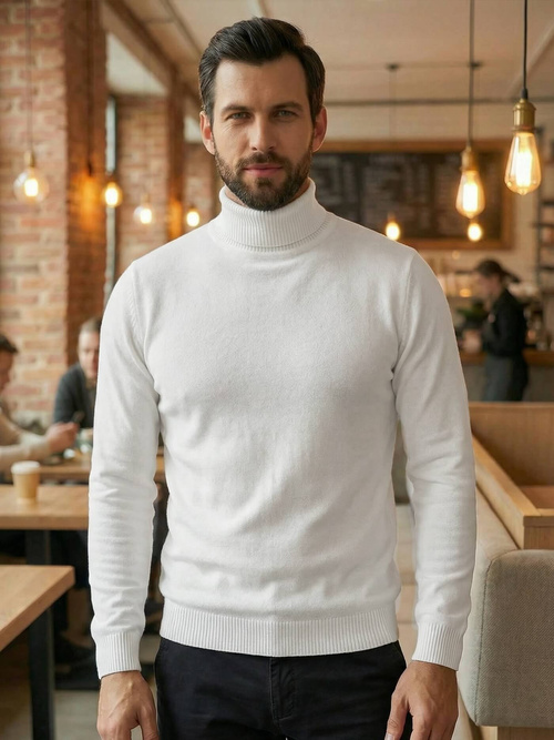 Muški džemper bijeli OZONEE JS/59B3603/1