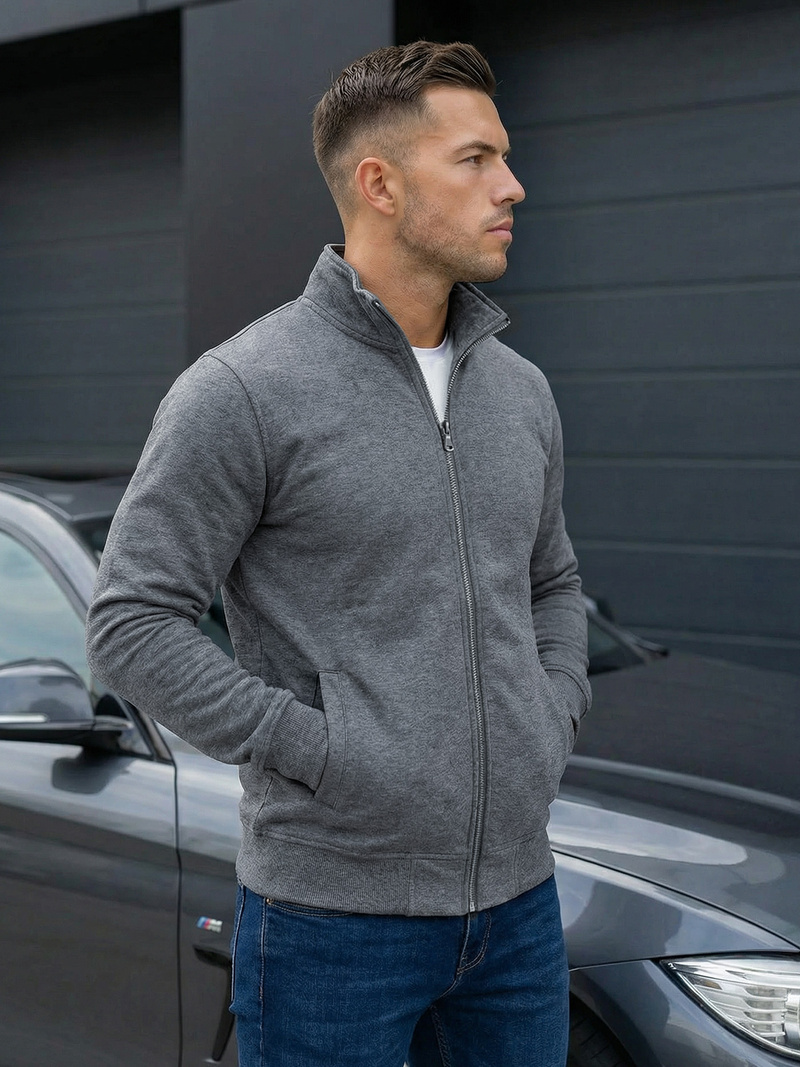 Muška dukserica s patentom tamnosiva OZONEE JS/2002Z