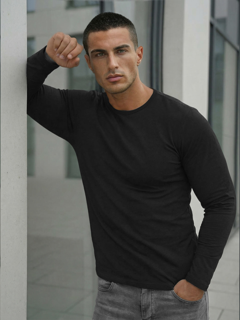 Muška majica dugi rukav crna OZONEE JS/DB71/1