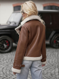 Ženska Kožna Jakna Smeđa OZONEE JS/11Z8177Z