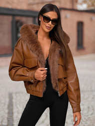 Ženska Kožna Jakna Smeđa OZONEE O/G125