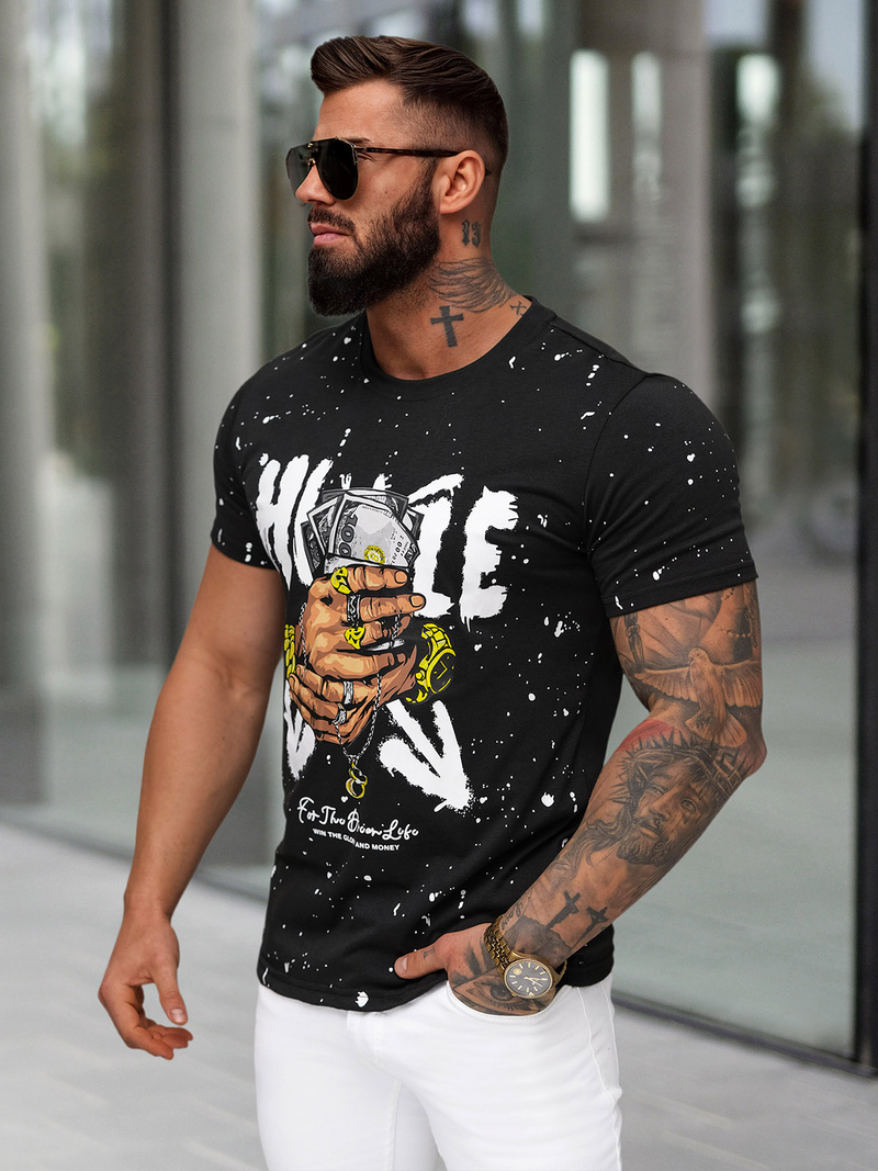 Muška Majica Crna OZONEE JS/8B1389/3