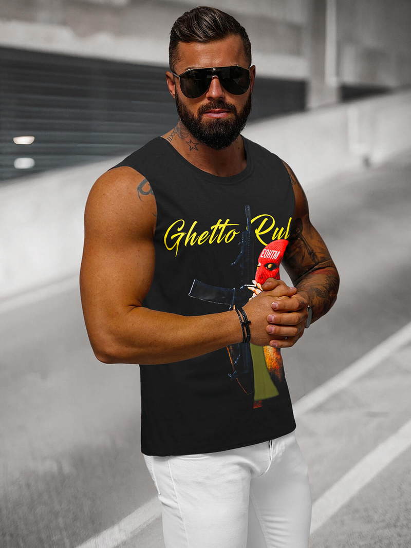 Muška majica bez rukava crna OZONEE O/T107/3