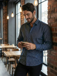 Muška Košulja Modra OZONEE V/V186Z