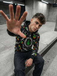 Muška dukserica s kapuljačom crna OZONEE O/B269Z