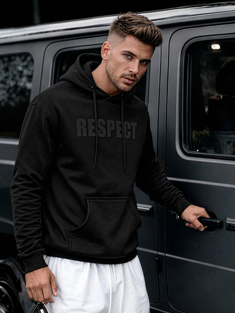 Muška dukserica s kapuljačom crna OZONEE JS/8B1968/3