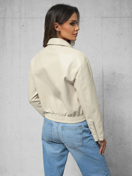 Ženska Kožna Jakna Bež OZONEE O/G116