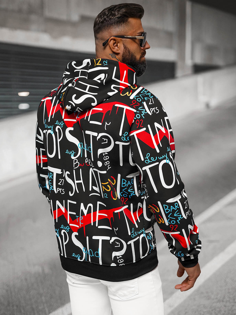 Muška dukserica s kapuljačom crna OZONEE JS/8B1233/3