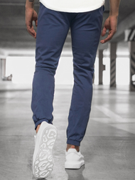 Muške chino jogger hlače svijetlo mornarsko plava OZONEE JB/JP1145/5