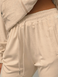 Ženski trenirka od velura svijetlo bež OZONEE JS/8C1176/159Z