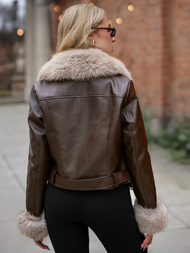 Ženska Kožna Jakna Čokolada OZONEE JS/61M8511/158