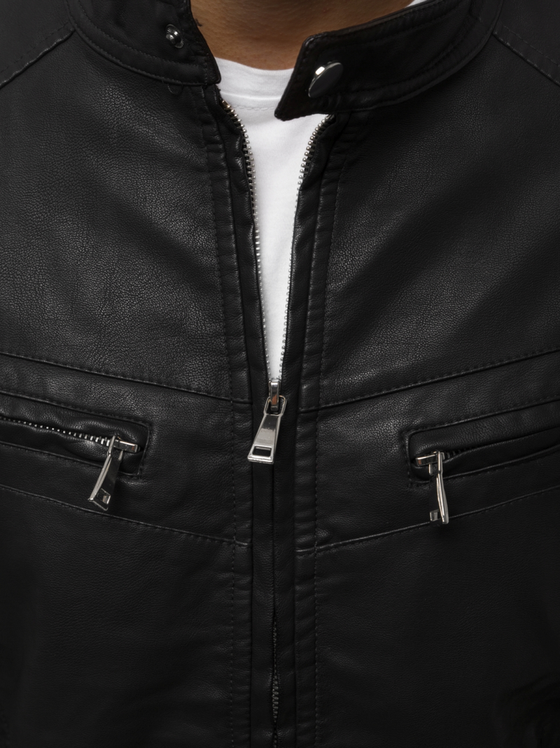 Muška kožna jakna crna OZONEE JB/JP1125