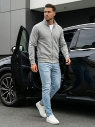 Muška dukserica s patentom siva OZONEE JS/2002Z