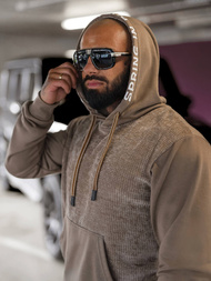 Muška dukserica s kapuljačom tamno-bež OZONEE O/3C505