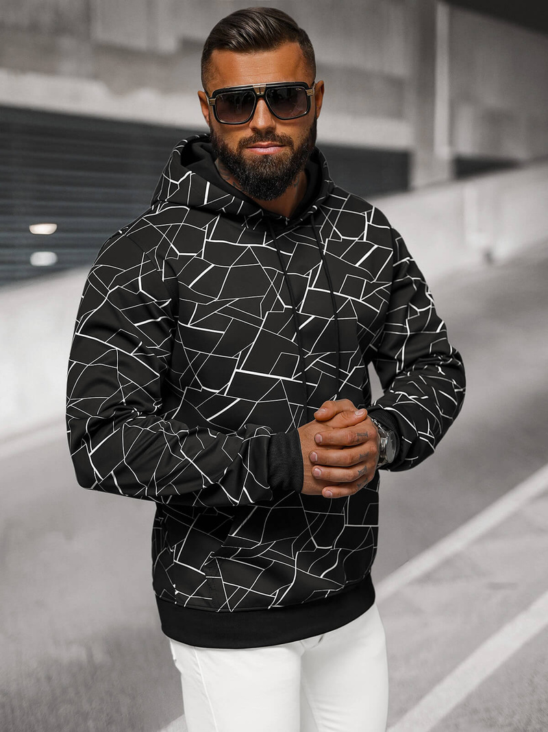 Muška dukserica s kapuljačomcrna OZONEE JS/8B1235/3