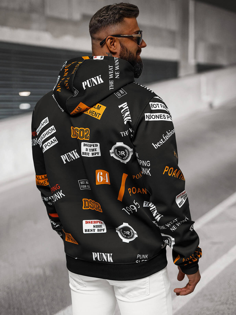 Muška dukserica s kapuljačom crna OZONEE JS/8B1250/3