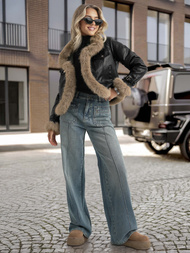 Ženska Kožna Jakna Crna OZONEE JS/61M8517/392