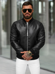 Muška kožna jakna crna OZONEE JS/11Z8107