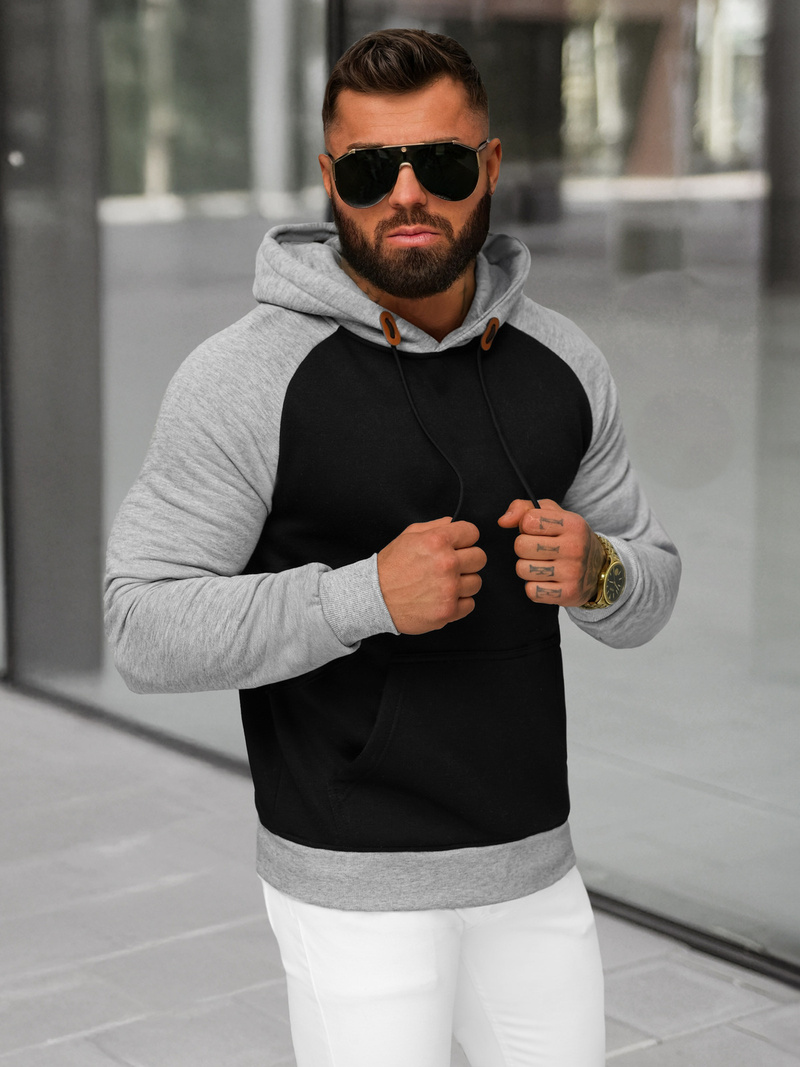 Muška dukserica s kapuljačom crna OZONEE JS/8B157/3B