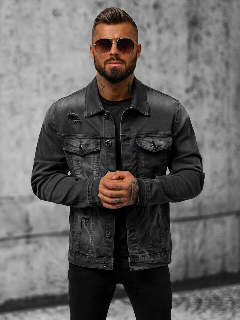 Muška traper jakna crna OZONEE NB/MJ506NZ