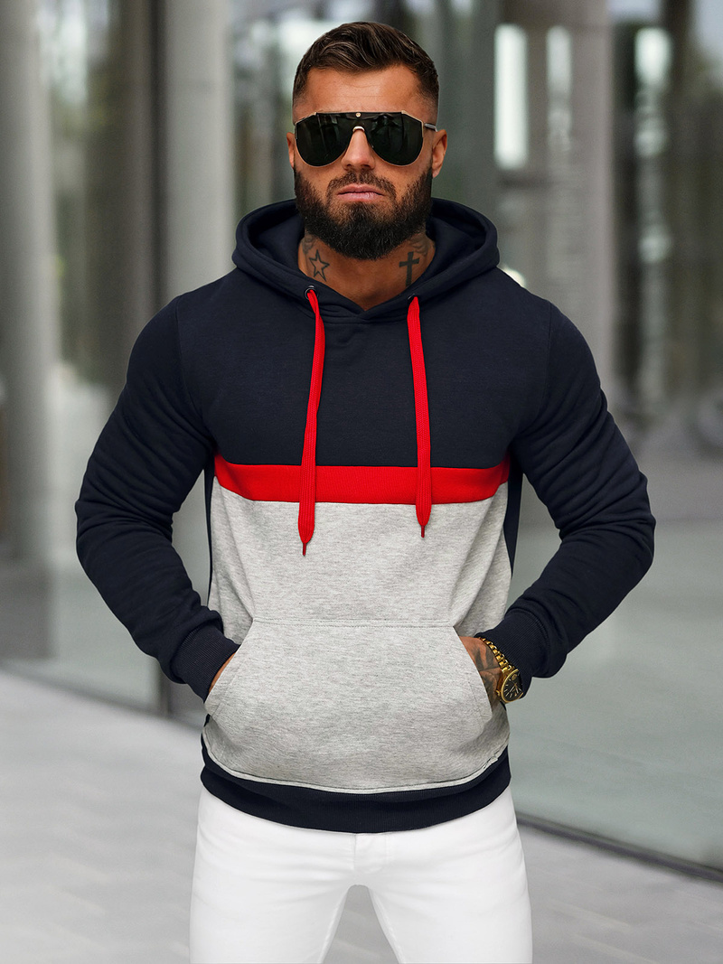 Muška dukserica s kapuljačom modri OZONEE JS/8B1319/25