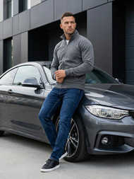 Muška dukserica s patentom tamnosiva OZONEE JS/2002Z