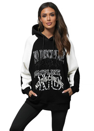 Dukserica s kapuljačom crna OZONEE O/SWE23037Z