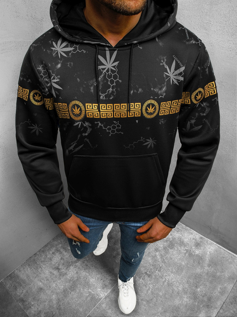 Muška dukserica s kapuljačom Crna OZONEE O/HM638