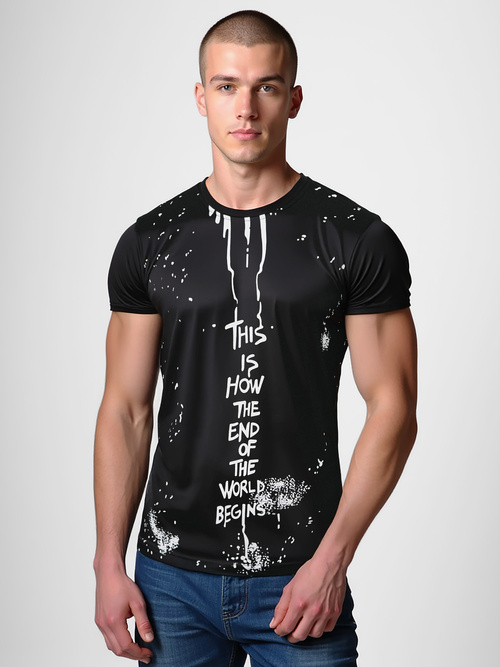  Muška majica crna OZONEE O/8T1259/3Z