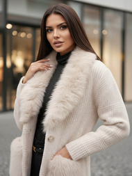 Ženski kaput bež OZONEE JS/53M5200/155Z