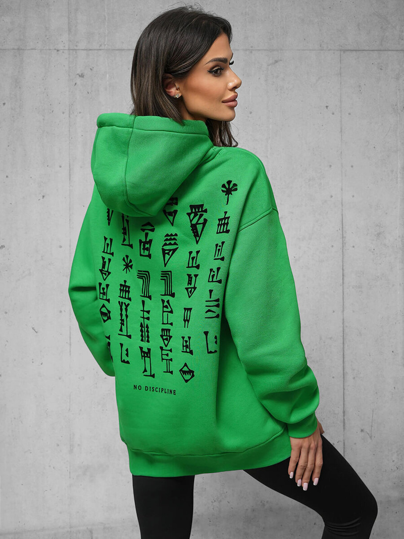 Dukserica s kapuljačom verde OZONEE O/SWE23017Z