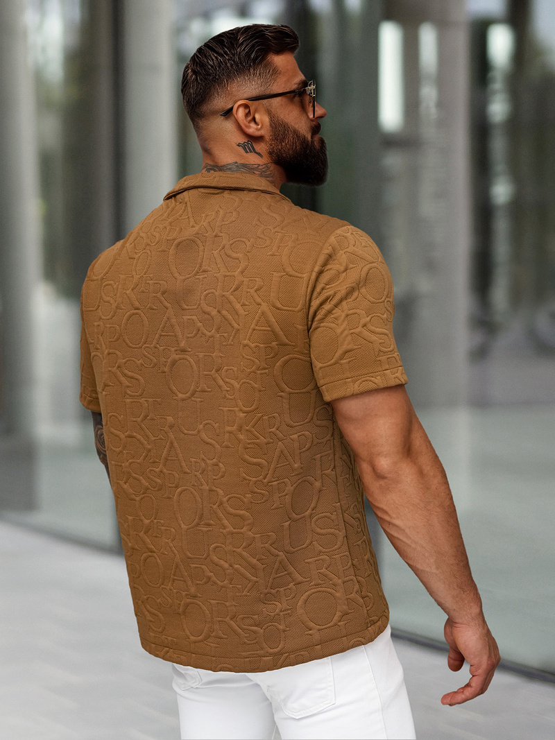 Muška košulja kratkih rukava smeđa OZONEE O/B2256