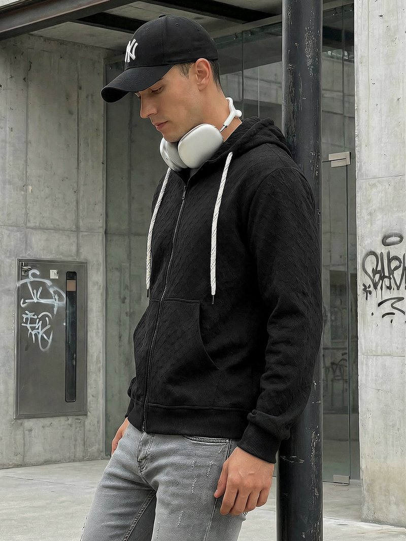 Muška dukserica s kapuljačom crna OZONEE O/G3066