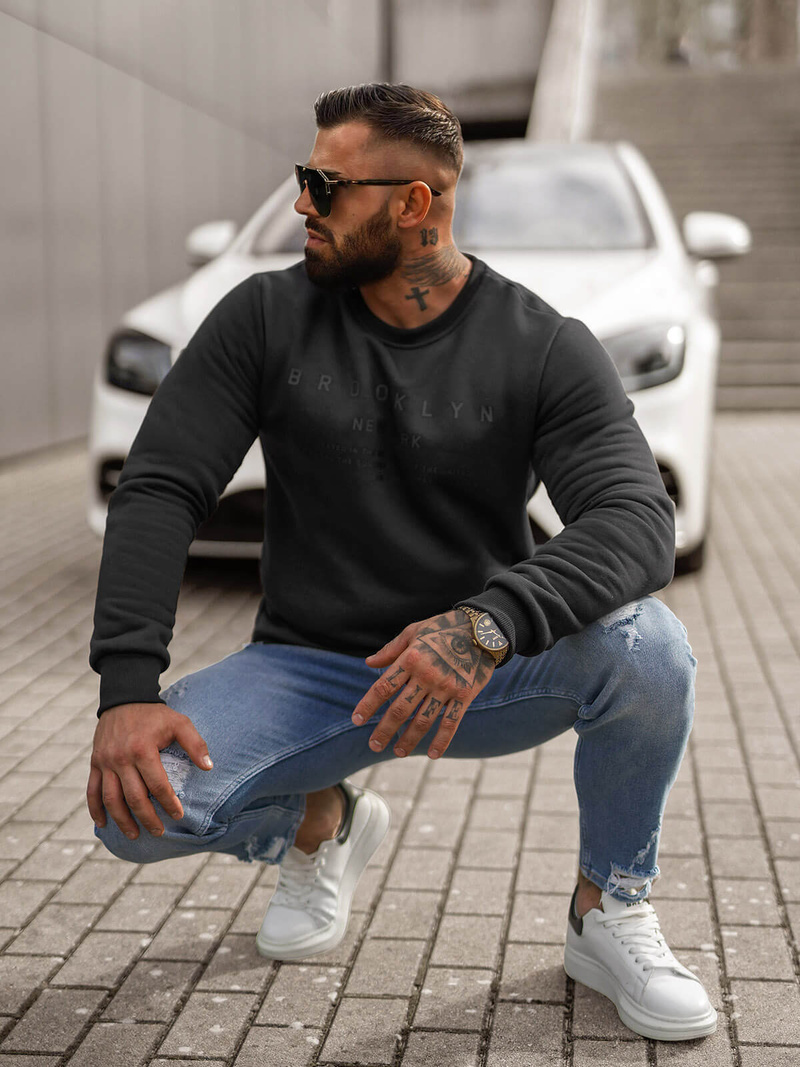 Muška dukserica crna OZONEE JS/8B1360/3