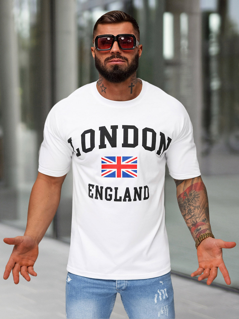 Muška Majica Bijeli OZONEE JS/8B1373/1