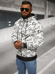 Muška dukserica s kapuljačom bijela OZONEE JS/8B1175/1