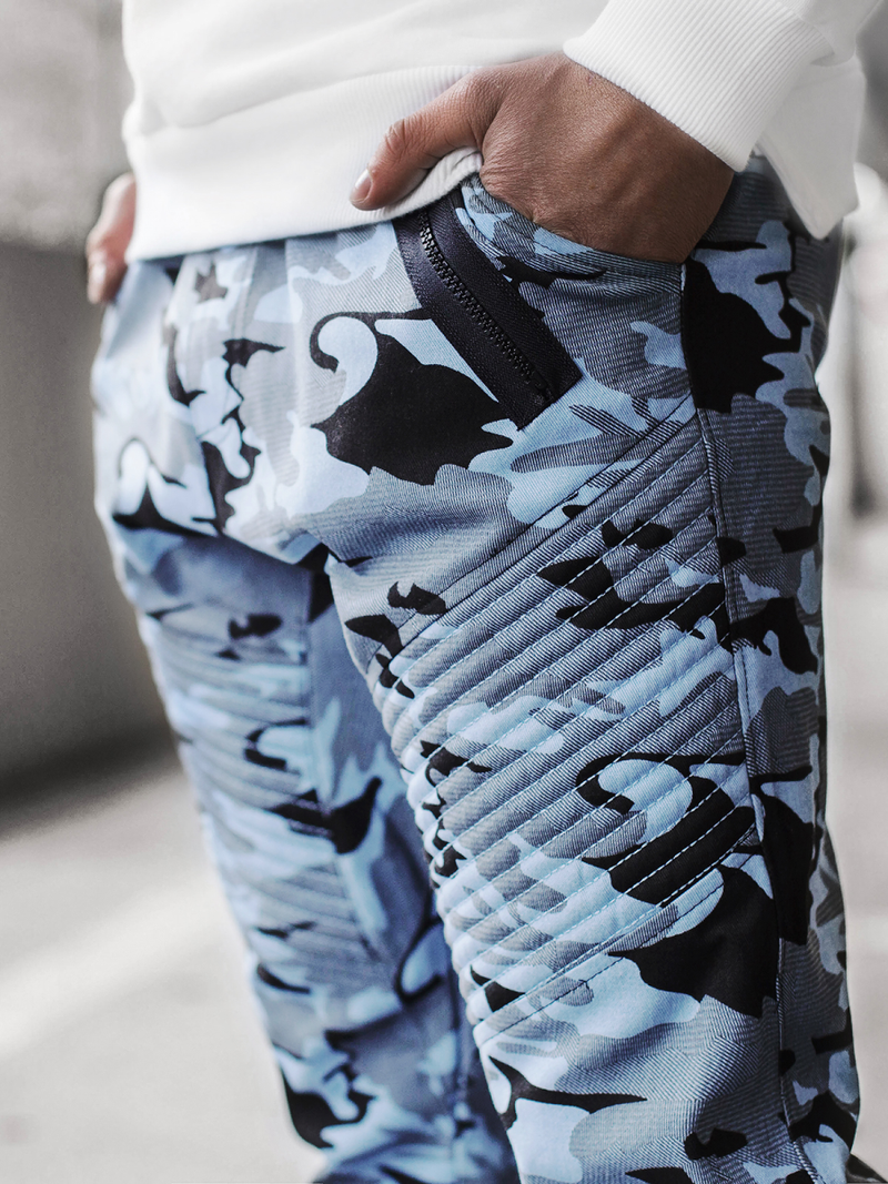 Muške chino jogger hlače Plave camo OZONEE A/0952