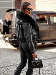 Ženska Kožna Jakna Crna OZONEE JS/11Z8172