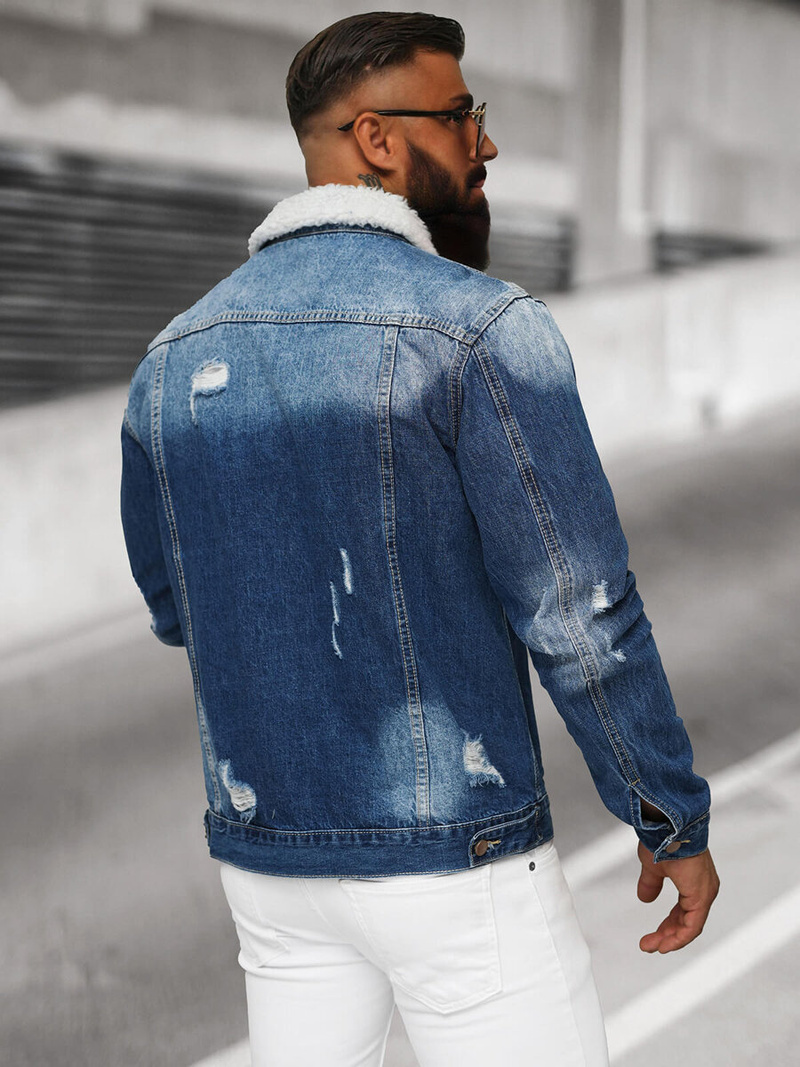 Muška traper jakna šerpa plava OZONEE NB/MJ502BZ