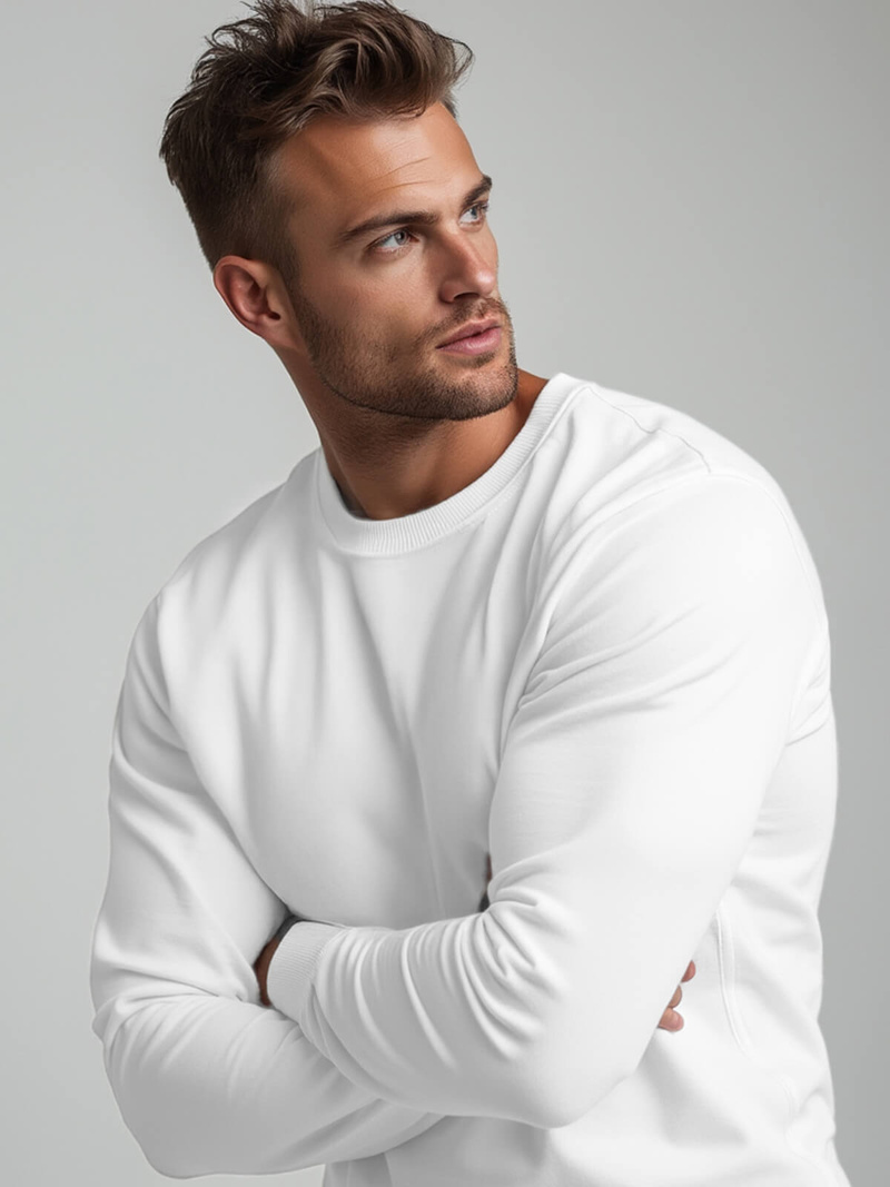 Muška dukserica bijela OZONEE JS/2001-10Z