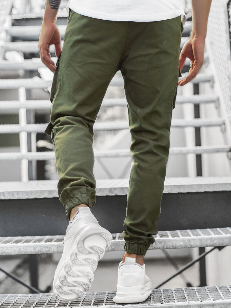 Muške chino jogger hlače Kaki OZONEE MACH/5011